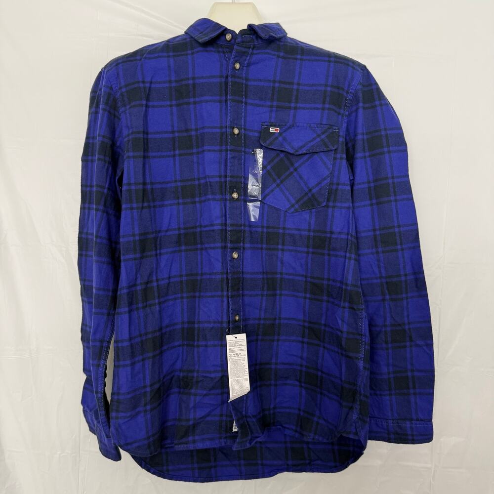 NWT Tommy Jeans Men's Regular Fit Cotton Plaid Flannel Long Sleeve Casual Shirt